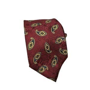 Italian Hand Printed Kenneth Gordon Paisley Burgundy U.S.A Made Necktie